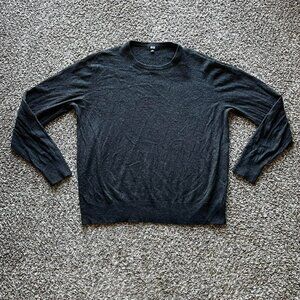 Uniqlo 100% Wool Black/Dark Gray Sweater Mens XL Casual Dadcore Normcore School